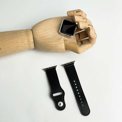 Кожаный ремешок Leather Rivet Clasp на Apple Watch 38/40/41mm Black Кожаный ремешок Leather Rivet Clasp на Apple Watch 38/40/41mm Black